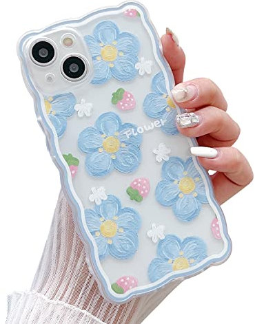 LSOUGUK Compatible with iPhone 15 Case for Women Girl,Cute Floral Flower Pattern with Full Camera Lens Protection Case Fashion Slim Soft Silicone TPU Protective Cover for iPhone 15