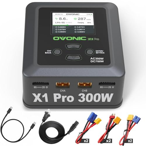 OVONIC Lipo Akku Ladegerät Doppelkanal AC 300W / DC 700W 16A für 2S-6S LiPo Life LiHv NIMH-Ladung 1-10S (X1PRO