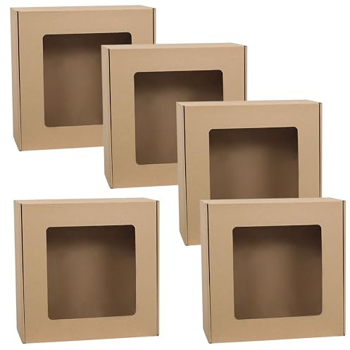 Quadratische Postbox mit Fenster, Geschenkbox, Geschenk, 30 x 30 x 10 cm (5 Stück)