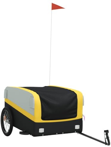 vidaXL Remorque de vélo Noir et Jaune 45 kg Fer