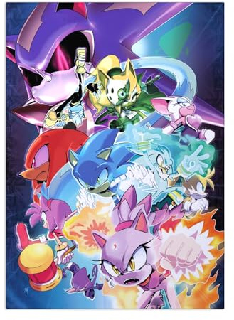Displate Offiziell Sonic MetallPoster Magnetische Befestigung Inklusive Lizenziert Bilder Hochwertiges Poster Sonic Team - Size M - 45 cm x 32 cm