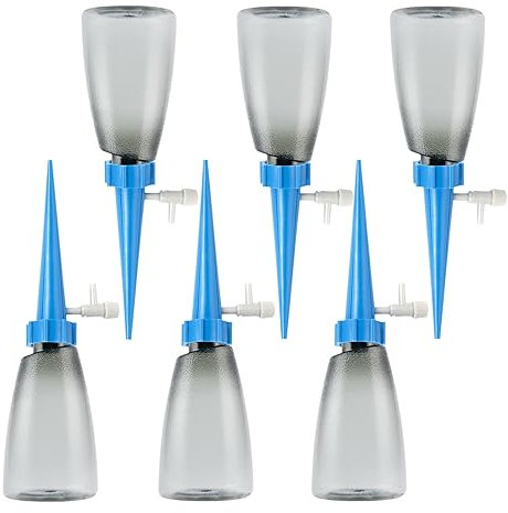 JOYART Plant Waterer with 500ml Bottles 6Pcs Set, Automatic Plant Watering Devices, Self Watering System, Dripper Spike with Slow Release Control Valve Switch for Indoor Outdoor Plants Blue