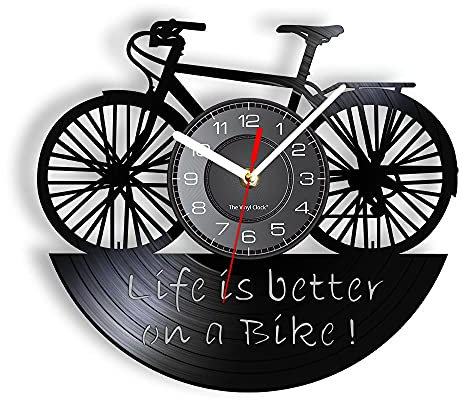 Smotly Vinyl Uhr - Kreative Fahrrad Nachtlicht, Handgemachte Geschenk für Wanddekoration (Ohne Lichter), 321-0600