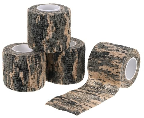 PATIKIL 4,5 x 5 cm Ruban de Camouflage 4 Rouleaux de Ruban Adhésif de Camouflage Auto-Adhésif pour la Chasse, l'escalade, et Les lanternes de Poche, Camouflage