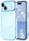 LCHULLE for iPhone 15 Plus Case for Women Girls,Cute Curly Wave Frame Shape Love Heart Pattern Phone Case,Raised Camera Protection Plating Shockproof Cover for iPhone 15 Plus 6.7,Blue