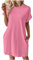 Robes amples à col rond pour femmes, robes mi-hautes à manches courtes, robes mi-hautes pour l'automne et l'été 2024 Y2K, D-874 Rose, M