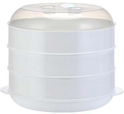Generic Microwave Steamer Round Steam Cooker With 3 Tier, BPA Free Heating Steamer With Lid for Dim Sum, Dumplings, Buns, Chicken, Poultry, Meat, Fish and Vegetables, Large