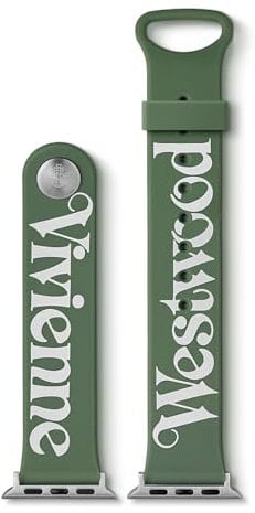 Vivienne Westwood Green Apple Watch Strap 22mm, designed for compatibility with Apple Watch Sizes 38mm, 40mm, and 41mm, Compatible with Series 9 8 7 6 5 4 3 2 1 SE Replacement Strap
