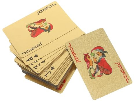 GARVALON 1 Box Goldfolie Spielkarten Pokerspiel Pokerkarten wasserdichte Spielkarten wasserdichte Kartenspiele Festival Party Poker Kartenspiel Spielzeug Familienspiel Requisiten