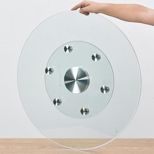 vhdurike Plateau tournant en Verre Rond Lazy Susan, Plateau de Table en Verre Robuste, Plateau tournant pour Salle à Manger, Grand Plateau de Service, Plateau Rotatif pour Table à Manger,110cm