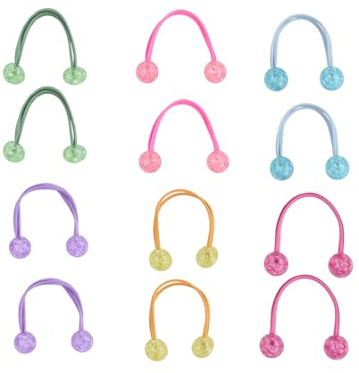 YILANJIN Mädchen Haargummi, 12 Stück Doppelbälle Elastische Pferdeschwanz mit Acrylkugel für Kinder, Bunte Perlen Haarbänder für Mädchen, Haar-Accessoires für Frauen, Kleinkinder, Mädchen