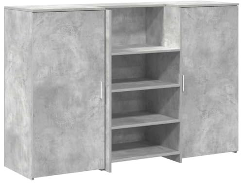 vidaXL Empfangstheke Betongrau 155x50x103,5 cm Holzwerkstoff, Empfangstresen, Salon Empfangstheke, Kassentheke, Empfangstisch, Büro Empfangstheke