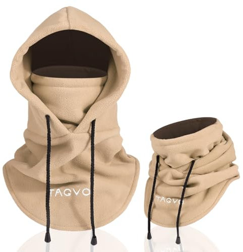 TAGVO Winter Thermal Fleece Balaclavas, Soft & Warm Adjustable Hood Hat Skiing Face Cover Face Mask Neck Warmer Snood Neck Gaiter for Running Skiing Cycling Motorbikes Hiking- Men & Women