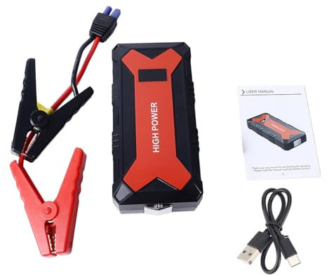 Starter de Saut de Voiture 30000mAh Pack de Booster de Batterie Portable, 3000a avec Câbles de Cavalier pour Gaz, Véhicules en Moteur, Ignifuge, Banque Électrique, Chargeur USB