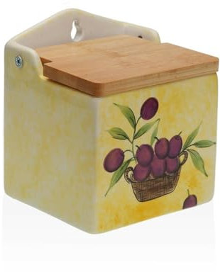 Salt Shaker with lid Versa Ceramic Bamboo Dolomite Olive 10 x 12.5 x 11 cm - Brand: Versa - EAN: 8420327558565