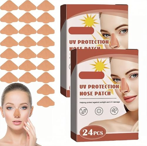 UV-Nasenschutz,Nase Sonnenschutz Nasenschutz,Sonnenschutz Nase Patch,Nasenpflaster Outdoor,Sonnenschutz-Nasenpflaster für Sommer,Outdoor,erfrischender UV-Schutz (48pcs Patch)
