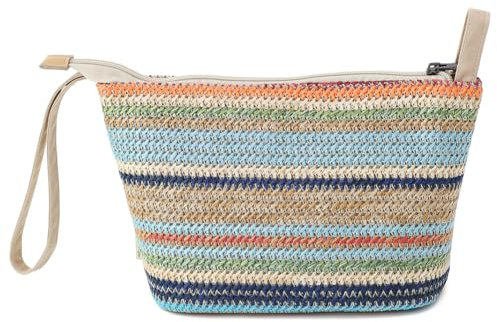 BBORGDC Stylish Woven Straw Wristlet Wallet & Clutch Bag - Large Capacity Zipper Pouch with Wrist Strap, Perfect Summer Beach Handbag for Travel, Vacation, and Everyday Use