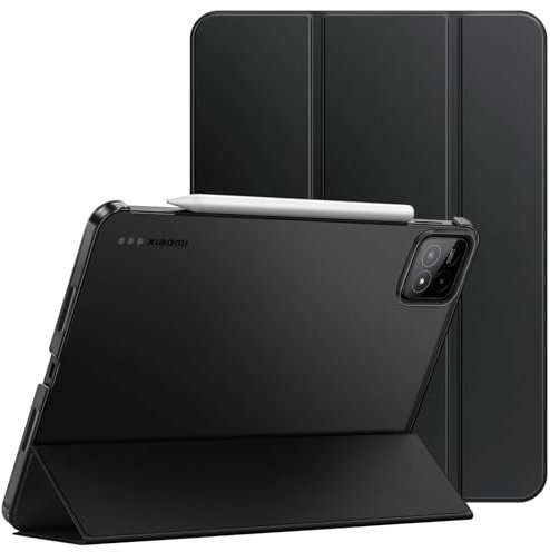 JETech Case for Xiaomi Pad 7/7 Pro (11.2-Inch, 2025 Model), Slim Translucent Back Tri-Fold Stand Protective Tablet Cover with Auto Wake/Sleep (Black)