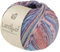 LandLust die Sockenwolle Seide 334 - Türkis/Himmelblau/Violett/Rosa/Lachs/Grau-/ Zartrosa Gestreift