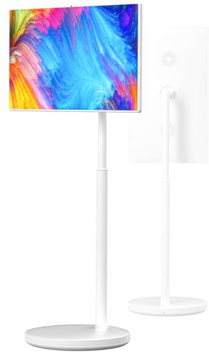 FHRKA Home Portable TV 32 inches, 4K Portable TV with Stand on Wheels, Portrait/landscape rotation Portable TV (8+128G)