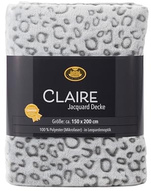 Gözze - Jacquard Decke Claire, Wohndecke in eleganter Leopardenoptik, Kuscheldecke mit Hoch-Tief-Design, 150 x 200 cm - Anthrazit