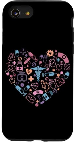 Medical Heartbeat Healthcare Symbols Heart Case for iPhone SE (2020) / 7/8