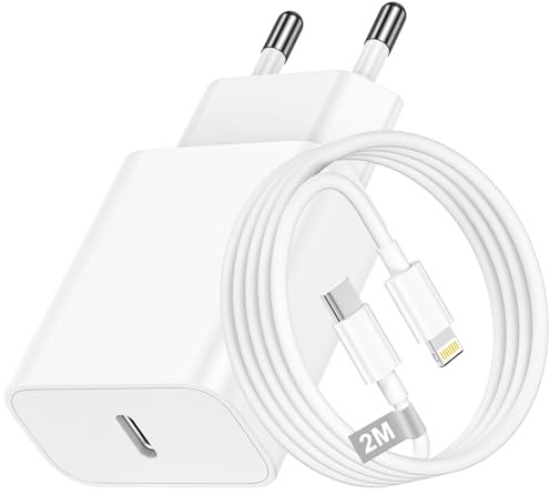 Cargador iPhone Carga Rapida de 30W con Cable USB C a Lightning de 2m para iphone 14/14 Plus/14 Pro/14 Pro Max/ 13/12/11/X/XR/XS/ 8/7 Plus/6/5, Adaptador Cargador USB C Enchufe Cabeza con Cable iPhone