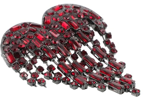 BESTonZON Broche Cœur Scintillante Rouge avec Pampille Épingle à Revers Brillante pour Robe et Veste Femme Accessoire Mariage Vintage et Saint-valentin