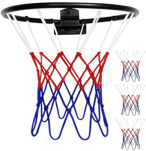 3 Stück Klein Basketballnetz, Basketball Ersatz Netz, Mini Basketball Hoop Ersatz Netz, für Körbe 20-26 cm,Dreifarbiges Basketballnetz für Outdoor Indoor Sports Basketball Training