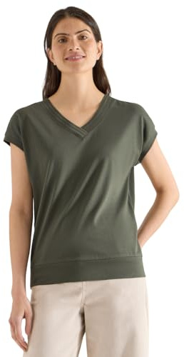 Damen Kurzarm Shirt mit V-Neck in Unifarbe