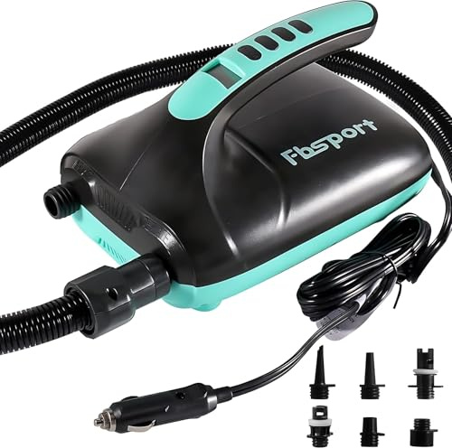 SUP Pumpe Elektrisch 20 PSI, 12V DC Elektrische Hochdruck Luftpumpe mit Auto-Off-Funktion, 2-Stufen Inflation/Deflation und LCD, Hochdruckluftpumpe für Paddle-Board Kajak Luftmatratze Zelt