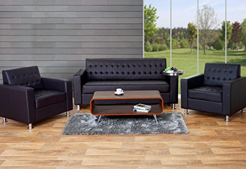 3-1-1 Sofagarnitur Kunda, Couch Loungesofa Kunstleder, Metall-Füße - Coffee