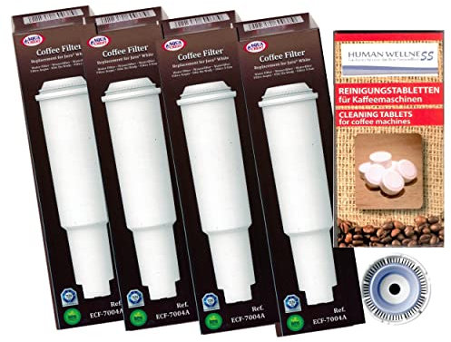 4 x Filterpatronen kompatibel mit Jura white Impressa + 10 Reinigungstabletten Tabs