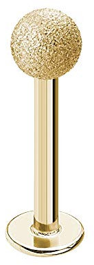 Treuheld® | Piercing LABRET in DIAMANT-OPTIK - GOLD - 9 Größen & Längen - sandgestrahlte Kugel zum Schrauben - Matt - LIPPENPIERCING - Intimpiercing & Zungenpiercing - [01.] - 1.2 x 6 mm (Kugel: 3mm)