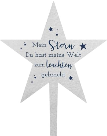 Fritz Cox DOLORINO Grabstecker Stern 'Mein Stern', 38cm, eine schöne Grabdekoration, eine schöne Grabdekoration, liebevolle Erinnerung fürs Grab oder zuhause, aus wetterfestem Edelstahl