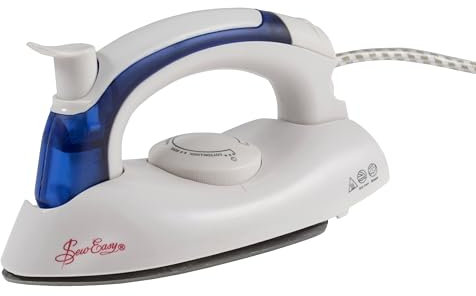 Sew Easy Mini Steam Iron – Teflon Non Stick Aluminium Soleplate – 700w, Foldable Handle, Removeable Tank, Adjustable Temperature, Dry & Steam Settings –hlw 9.5 x 18 x 8cm .7 x 7.1 x 3.1”