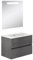 Baikal Mueble de Baño Dos cajones, suspendido a la Pared con Lavabo. Melamina 16. Mueble montado. Mueble de 80cm Ceniza con Espejo con Luz Led