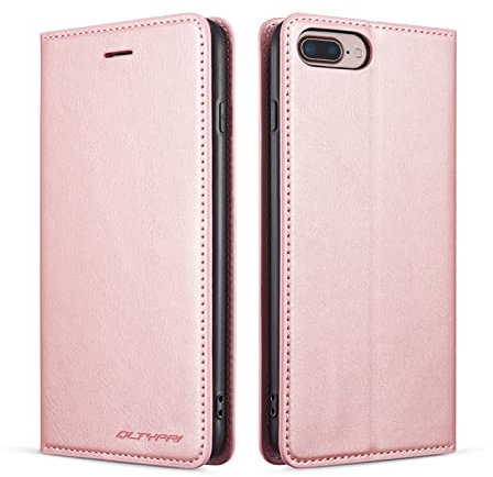 QLTYPRI Hülle für iPhone SE 2022 5G/iPhone SE 2020/iPhone 8/iPhone 7, Premium Dünne Ledertasche Handyhülle mit Kartenfach Ständer Flip Schutzhülle Kompatibel mit iPhone 7/8/SE 2/SE 3 - Rosegold