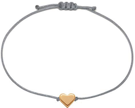 Selfmade Jewelry Armband Damen Herz Roségold Handgemachtes Armbändchen mit Herzchen Größenverstellbar Inkl. Geschenk-Verpackung (Rosegold - Grau)