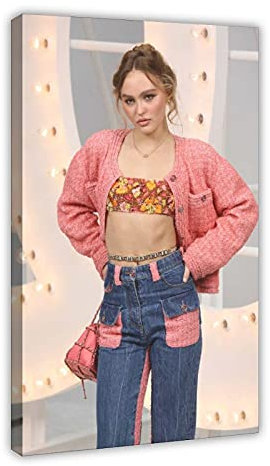 Schauspieler Lily Rose Depp 43 Leinwand-Poster, Wandkunst, Deko, Bild, Gemälde für Wohnzimmer, Schlafzimmer, Dekoration, 50 x 75 cm, Rahmen: