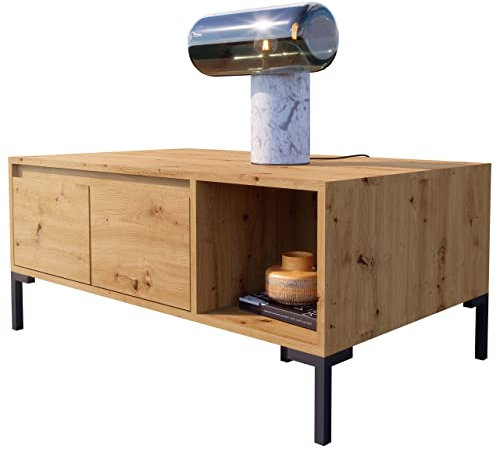 Newroom Couchtisch Wildeiche Artisan Eiche Wohnzimmertisch Modern Vintage - 100x43x60 cm (BxHxT) - Landhausstil Sofatisch Tisch - [Savage.Five] Wohnzimmer