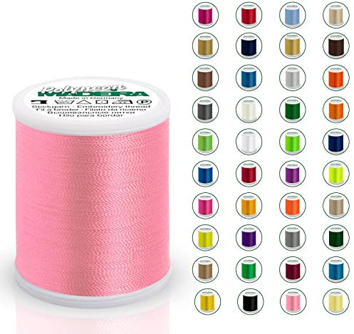 Madeira Polyneon 40 Original | 1.000 m Spule | Stickgarn für Stickmaschine | Maschinenstickgarn | Garn zum Sticken | Stickset (1815 Pink)