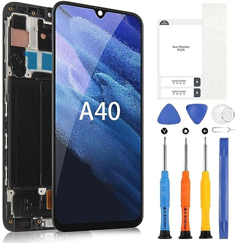 LCD Schermo per Samsung Galaxy A40 A405F/DS SM-A405FN/DS 5,9 LCD Digitizer Sostituzione Schermo Touch Screen Assembly Screen Replacement con Riparazione Kit(Nero con Cornice)