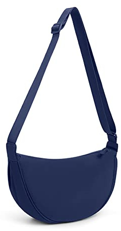 DKIIL NOIYB Crescent Bag for Women Men, Nylon Crescent Bags Hobos Crossbody Bag Portable Crescent Purse with Adjustable Strap Solid Color Chest Bag Shoulder Bag Fanny Packs, A12-navy Blue, 31cm