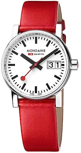 Mondaine Damen Analog Schweizer Quarzwerk Uhr mit Vegan Traubenleder Armband MSE.30210.LCV