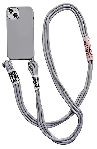 Emlivi Handykette Hülle für iPhone 13 Pro Necklace Handyhülle Schultergurt Silikon TPU Bumper Cover mit Kordel zum Umhängen Schutzhülle mit Handy Lanyard Case für iPhone 13 Pro, Grau