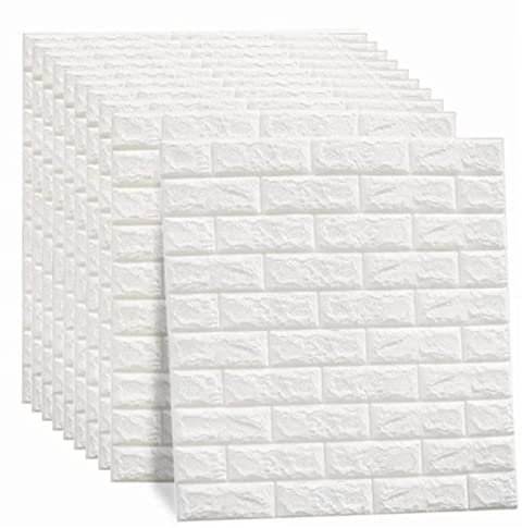 LIYJTK Paquete De 10 Paneles De Pared De Ladrillo 3D Autoadhesivos, Papel Tapiz Extraíble, Impermeable, Espuma De Polietileno, para Pintar, para Dormitorio, Baño, Pared De TV Y Decoración del Hogar