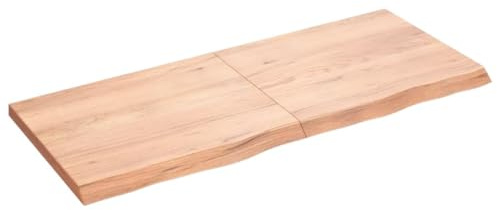 vidaXL Wandregal, Holzregal Regal Handgefertigt mit Baumkante, Wandboard Regalbrett Scharnierdesign, Bücherregal Hängeregal, Hellbraun 120x50x(2-4) cm Massivholz Eiche Behandelt
