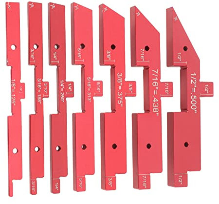 7-teiliges Setup-Block-Höhenmessgerät-Set, Aluminium-Holzbearbeitungszubehör, Fräser-Setup-Stangen Zum Einstellen von Stangen-Messblock, Holzarbeiter, Holzfräser,