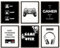 97 Decor Spielzimmer-Dekor für Jungen – Gaming-Poster für Jungenzimmer, schwarz-weiße Gamer-Wanddekoration, Videospiel-Kunstdrucke, coole Gamer-Bilder für Teenager-Schlafzimmer, Dekoration (20,3 x